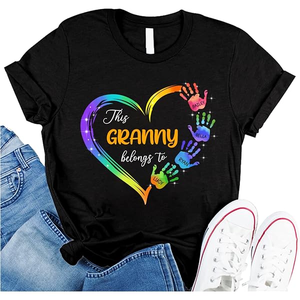 Amazon.com: Personalized This Grandma Belongs to Heart Hand Color
